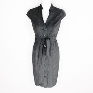 Calvin Klein gray button down belted midi dress